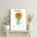 Personalisiertes Geburtsposter: Geburtsblume November Chrysantheme | Bunt
