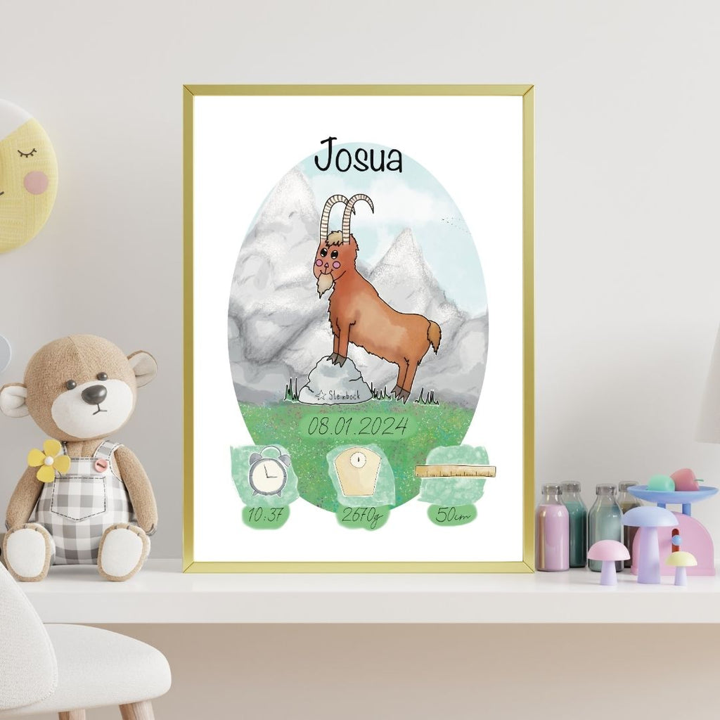 Personalisiertes Geburtsposter: Sternzeichen Steinbock | 22 Dezember - 20. Januar