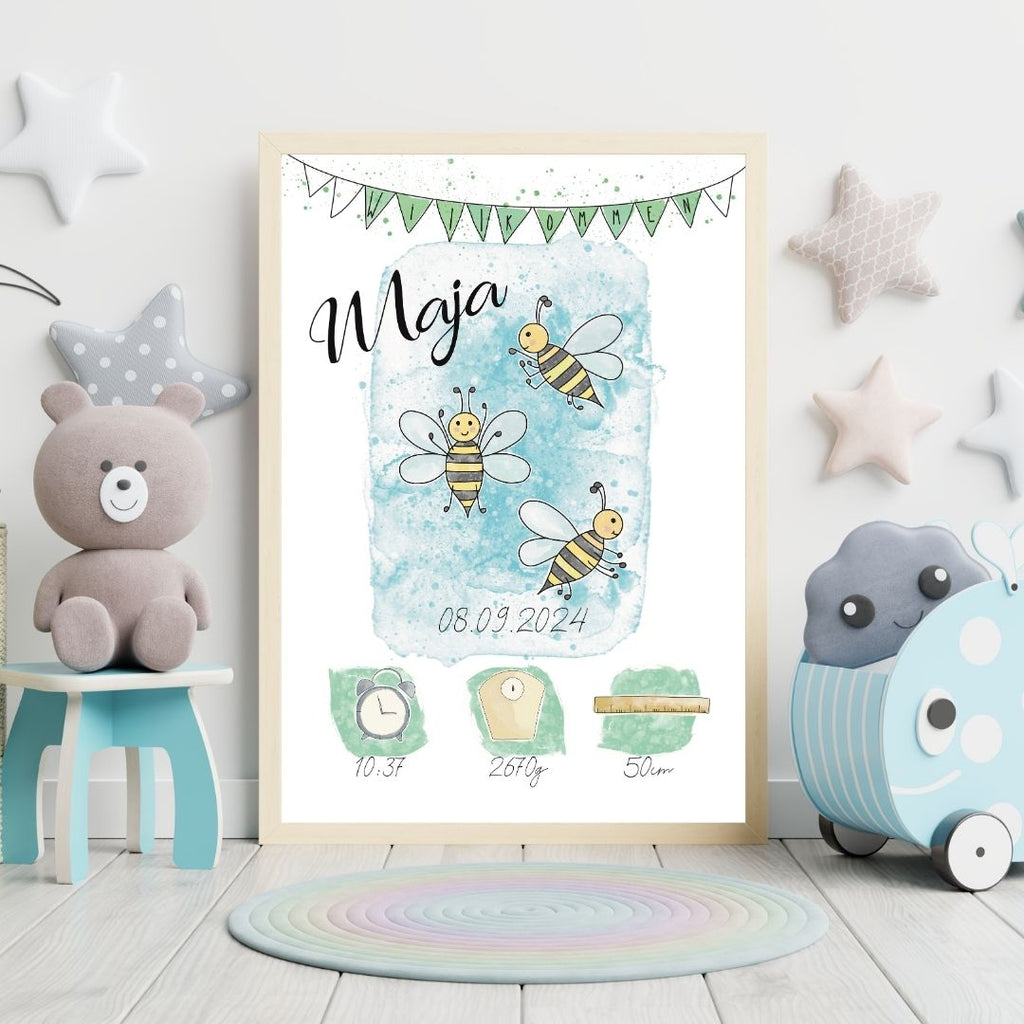 Personalisiertes Geburtsposter: Bienen