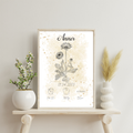 Personalisiertes Geburtsposter: Geburtsblume April Gänseblümchen | Beige