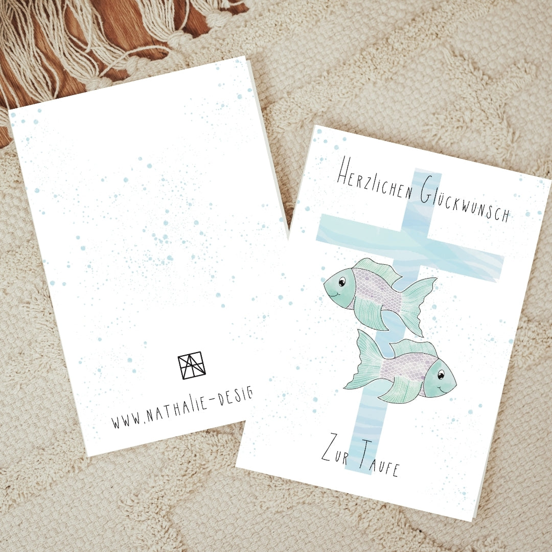 Taufkarte mit Fische