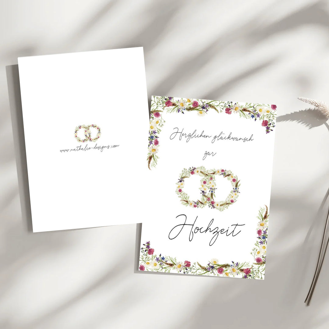 Hochzeitskarte Blumenringe