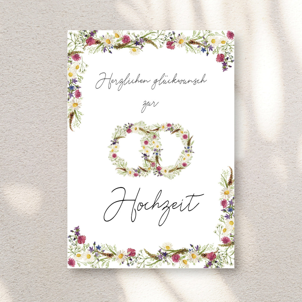 Hochzeitskarte Blumenringe
