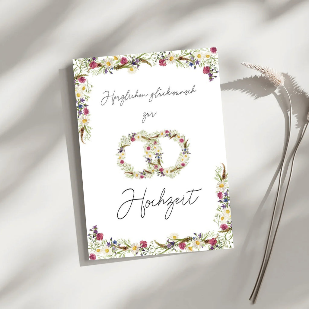 Hochzeitskarte Blumenringe