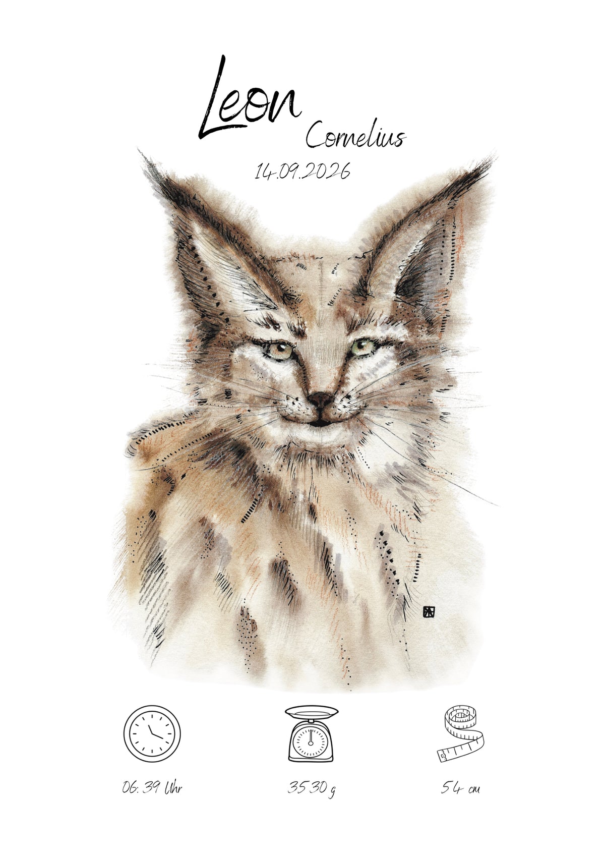Personalisiertes Geburtsposter: Luchs