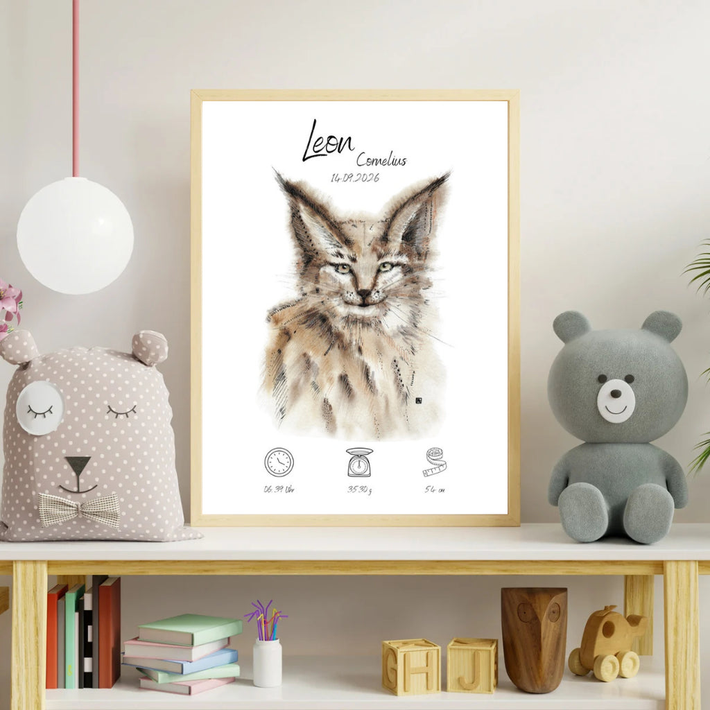 Personalisiertes Geburtsposter: Luchs