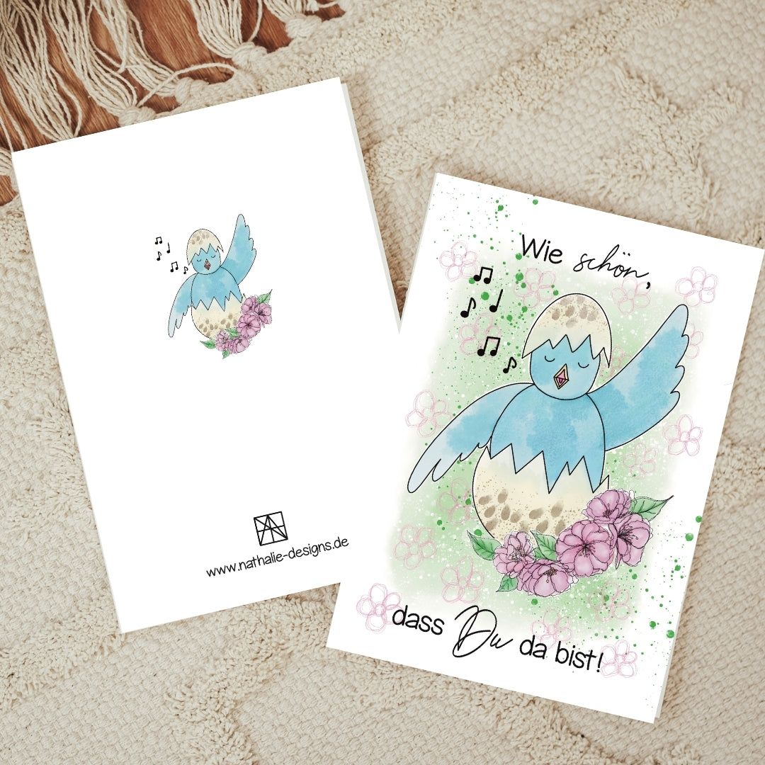 Karte zur Geburt: "wie schön, dass du da bist!"